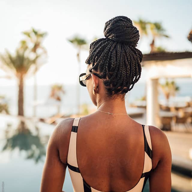 Woman by pool