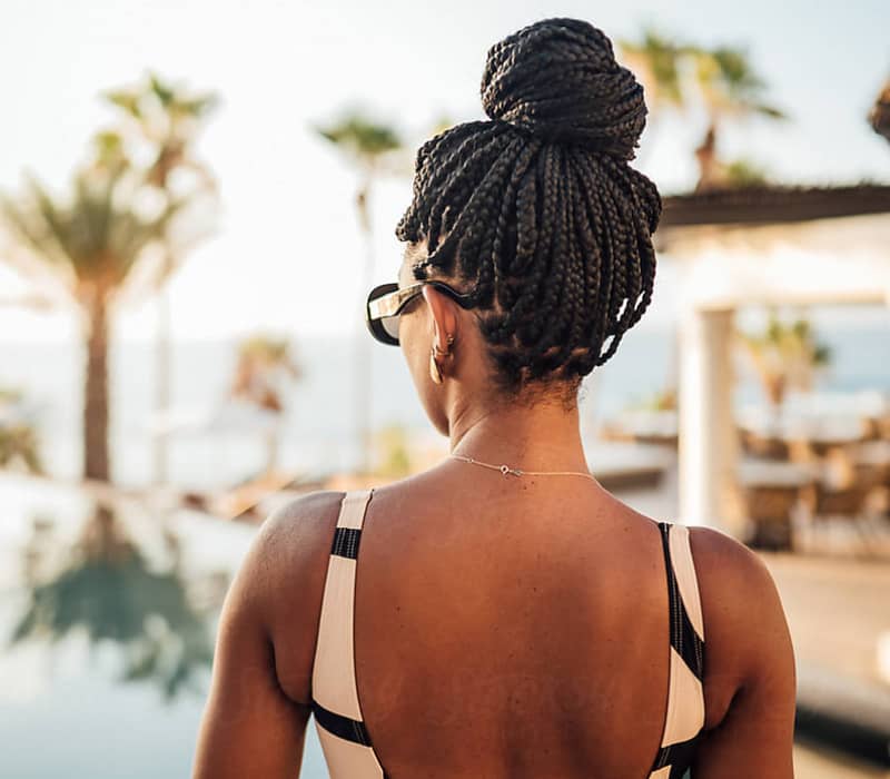 Woman by pool