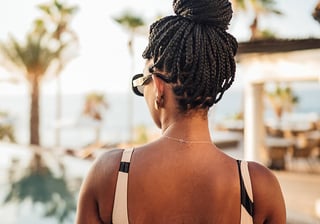 Woman by pool