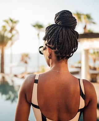 Woman by pool